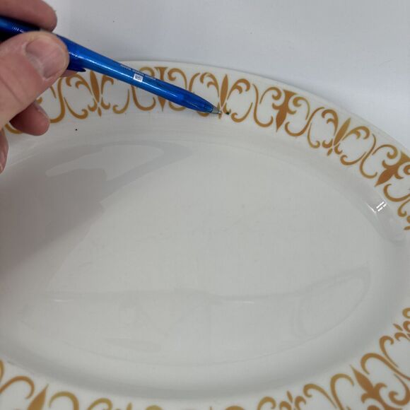 Platters 2 Jackson China Gold Scroll Pattern 13.5" Lx9.25” W Restaurantware MCM - Picture 7 of 16